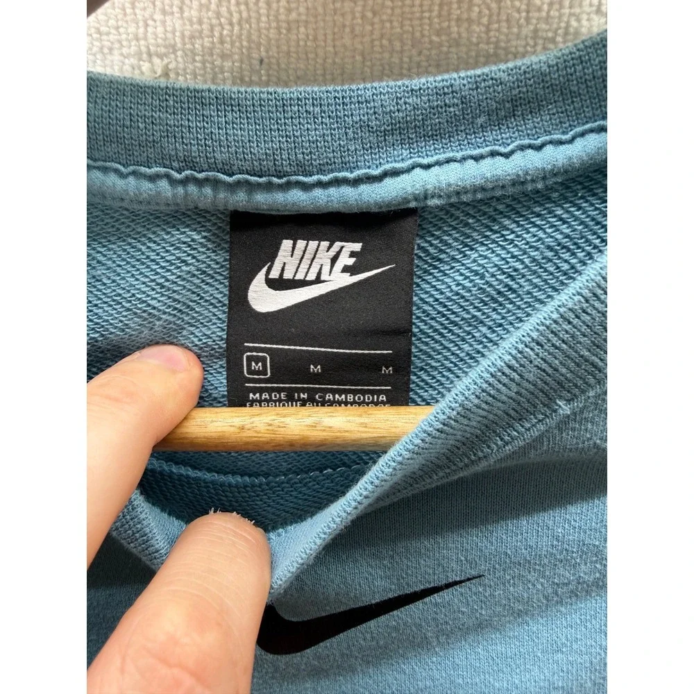 Nike Cropped Sweatshirt Women Medium Blue Swoosh Bungee Hem 3508